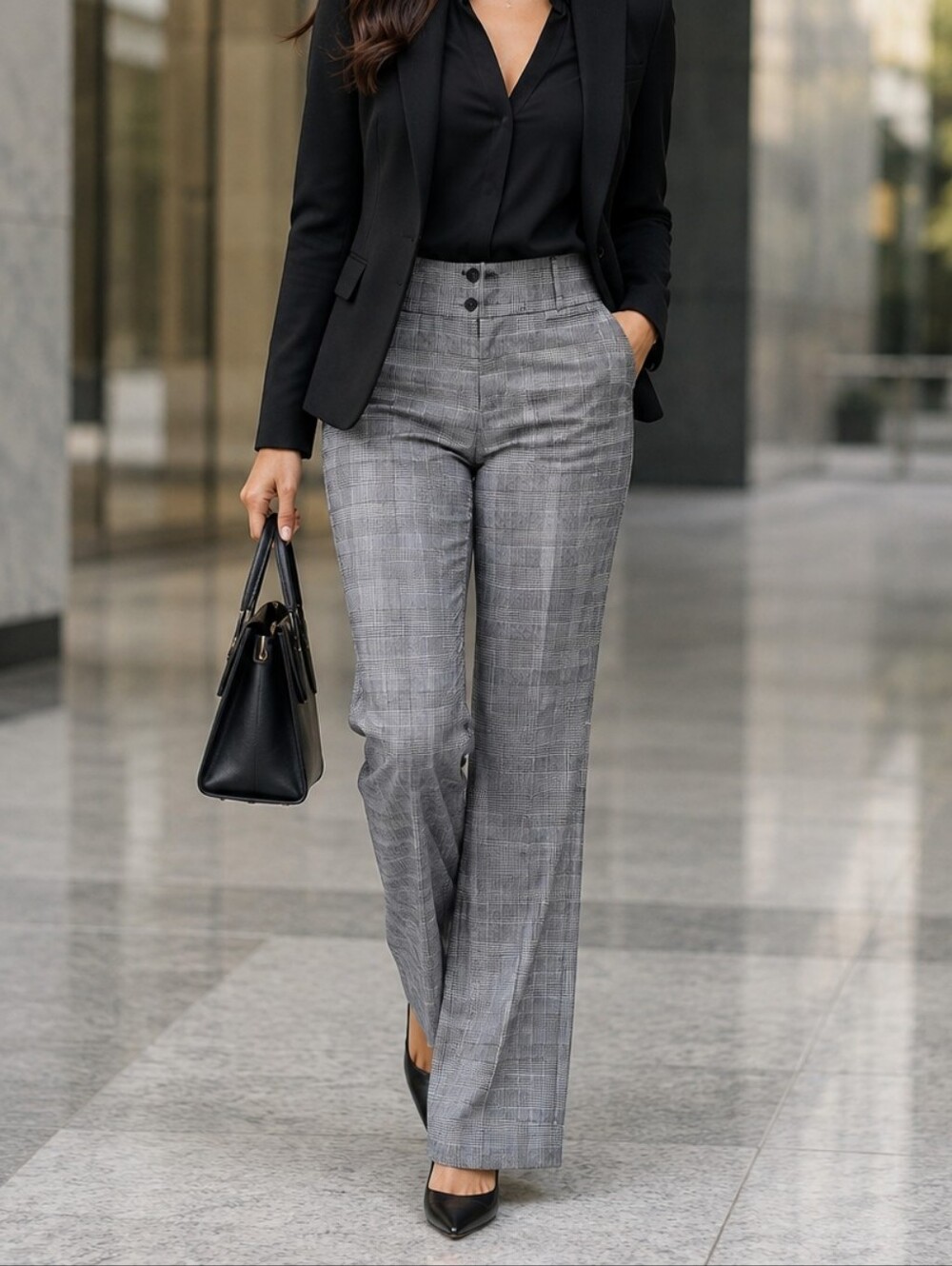 The Limited Women's Gray Glen Plaid Dress Pants